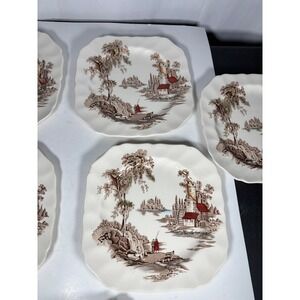 Johnson Bros The Old Mill Salad Plates Set of 7 England Transferware 8"
